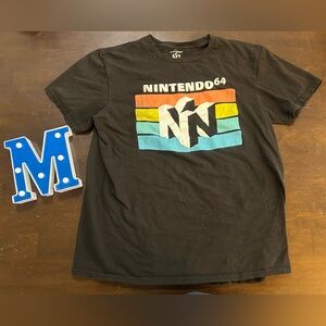 Nintendo 64 Black Cotton T-Shirt, Men's Size L, Used